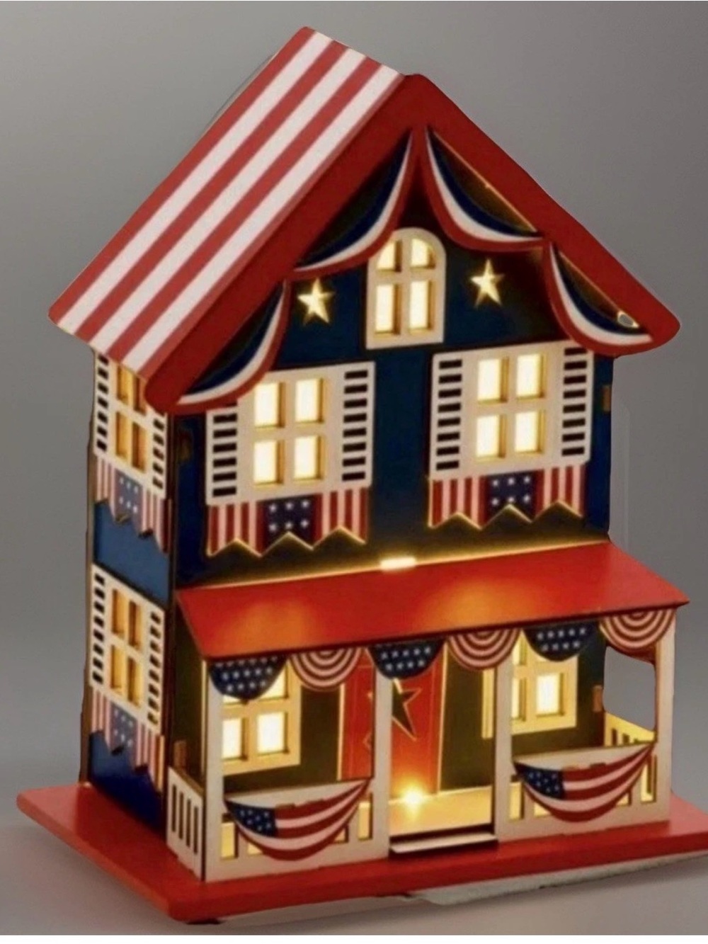 Martha Stewart 10” Wooden Light Up Americana House USA 250 New